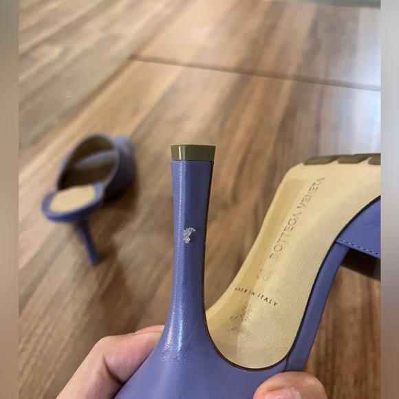 Bottega Veneta Stretch Square Toe Purple Lavender Backless Sandal Heel Pump - Picture 6 of 7